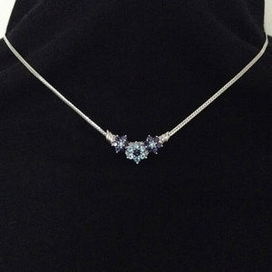 14k solid white gold Blue Topaz & Iolite necklace